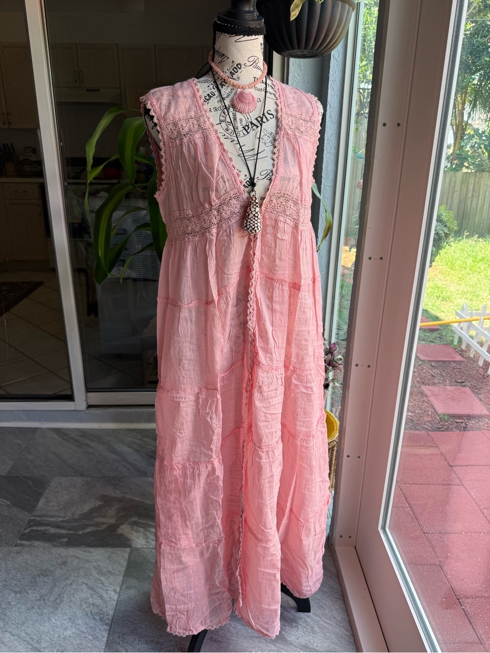Boho Maxi Dress - Soft Pink Sleeveless Tiered Maxi